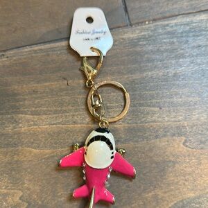 Pink Airplane Keychain
